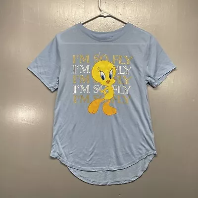 Looney Tunes Women's Junior Blue I'm So Fly Tweety Bird Shirt L (11/13) • $7