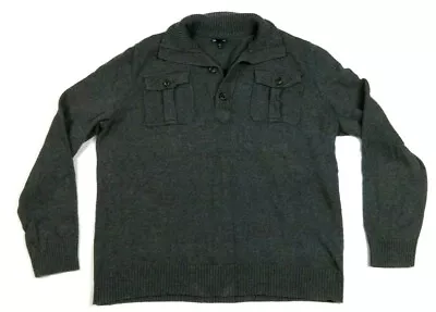 THE GAP Men's Sweater Extra Large Gray XL Front Pockets Collar Cotton Wool • $15