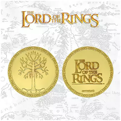 LIMITED EDITION Lord Of The Rings 24k Gold Plated GONDOR Medallion LOTR MAP • £19.99