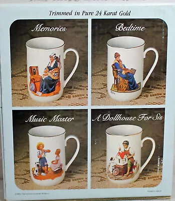 Collector's Mug Set By Norman Rockwell Trimmed In 24 Karat Gold SK01704 • $12.99