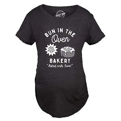 Maternity Bun In The Oven Bakery T Shirt Funny Cute Pregnant Pastry Baking Tee • $9.50