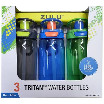 $30.97 • Buy 3x Zulu Tritan Kids Water Bottles Sports School Bottle Leak Proof Bpa Free 473ML