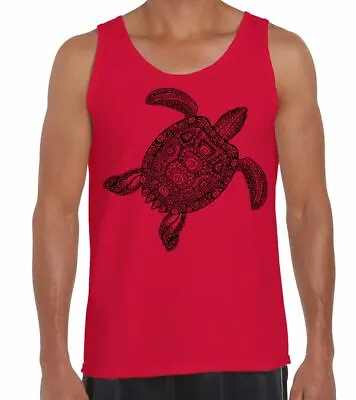 Tribal Turtle Tattoo Hipster Large Print Men's Vest Tank Top • £12.95