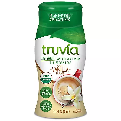 Organic Zero-Calorie Liquid Stevia Sweetener 2.7 Fluid Ounce Bottle Vanilla Fl • $17.99