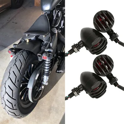 4x For Harley Bobber Chopper Motorcycle Grill Bullet Blinker Turn Signals Light • $29.35