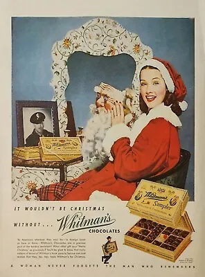 1944 Whitmans Chocolates Candy Vintage Ad It Wouldnt Be Christmas Without • $14.95