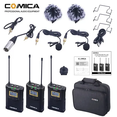 UK Comica CVM-WM100 Plus 2TX+1RX Dual Lavalier Microphone System For DSLR Camera • £99