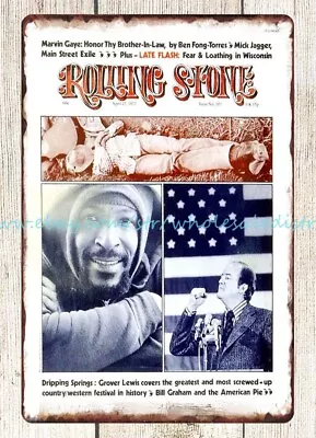 1972 Marvin Gaye Rolling Stone Metal Tin Sign Collectible Cafe  Pub Wall Art • $18.86