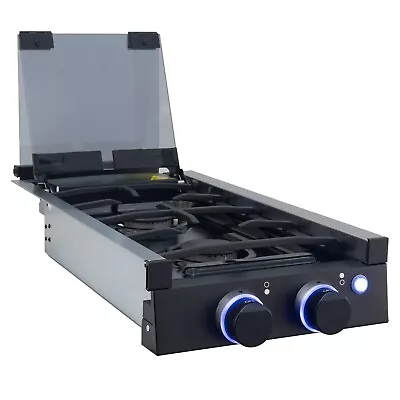 RecPro RV Built In Gas Cooktop | 2 Burners | RV Cooktop Stove | 6500 BTU Burner • $159.95