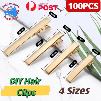 UP 100x DIY Hair Clips Blank Alligator Silver Gold Metal Accessories Kids Women • $5.38