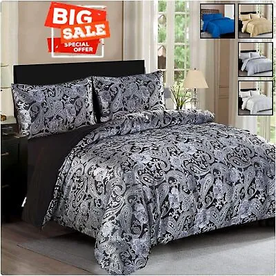 Luxury Reversible Duvet Quilt Covers Bedding Set Double King Size W Pillow Cases • £30.03