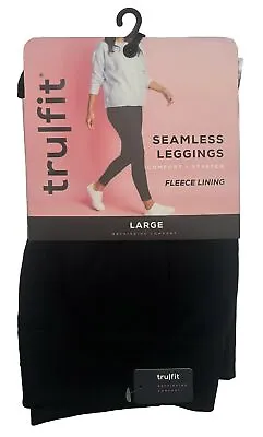 TruFit Ladies Fleece Comfort Stretch Seamless Black Leggings Sizes S M L XL • $12.99