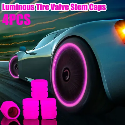 $4.09 • Buy 4x Luminous Pink Car Wheel Tire Tyre Air Valve Stem Caps Screw Cover Accessories