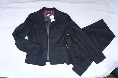 J Crew Pantsuit Wool Black Pinstripe Suit Jacket Pants Sz 2 0 $368 New • $149