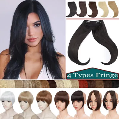 £7.50 • Buy UK Synthetic Clip In Fringe Human Hair Side Neat Bangs Front Hair Extension Thin