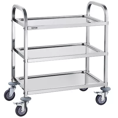 VEVOR 3-Tier Stainless Steel Medical Cart Mobile Trolley 400 Lbs For Lab Clinic • $83.99