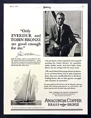 1930 John G Alden Sailing Yacht Designer Architect Photo Anaconda Brass Print Ad • $11.99