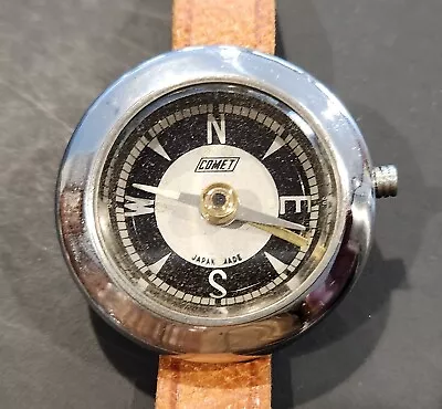 Vintage COMET Wrist Compass Japan Made Original Small Leather Strap • $39