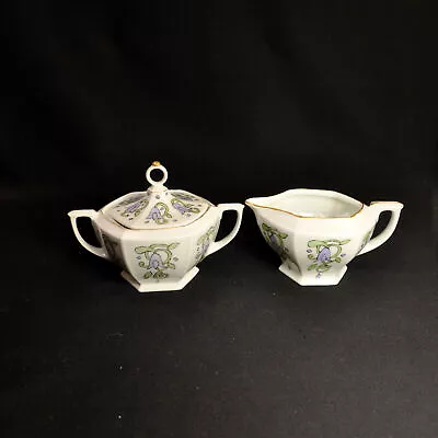 MZ Moritz Zdekauer Creamer Sugar W/Lid Art Deco Floral W/ Gold Artist M.W. 1916 • $59.98