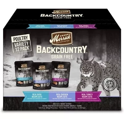 12) Merrick Backcountry Grain Free Variety Pack Protein Rich MorselsWet Cat Food • $24.25