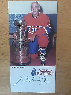 Montreal Canadiens Henri Richard Molson Export Promo Post Card AUTO Signed • $2.39