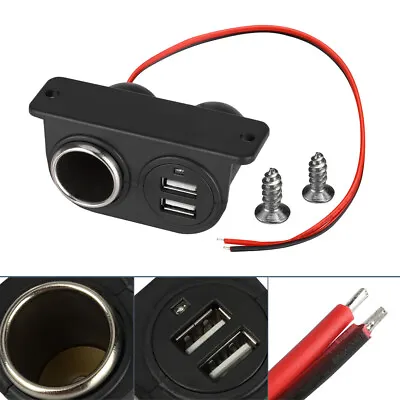 1x Car Black Cigarette Lighter AUX Dual USB Power Outlet Socket Plug Adapter 12V • $8.99