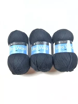 Lot Of 3 Berroco Ultra Wool Fine 100% Superwash Worsted Yarn 100g Black #3334 • $2.99