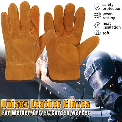 Pair Welding Gloves Heat Resistant BBQ Oven MIG TIG Welder Gauntlets Safety Work • £12.47