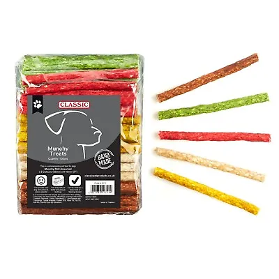 100 X Rawhide Healthy Dog Chews Treats Snack Sticks Munchy Roll Assorted - 125mm • £8.07