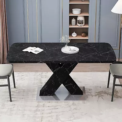 Modern Stretchable Dining Table With MDF X-Shape Table Leg And Metal Base • $426.71