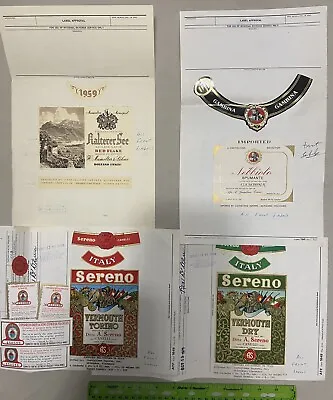 4 Vintage Italian Italy Wine Label Approval Forms Sereno Vermouth & Labels Lot + • $15