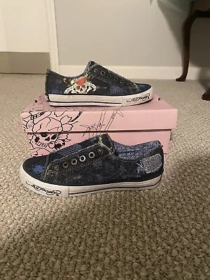 Ed Hardy Womens Sneakers LR Danette Demim Low 6 • $55