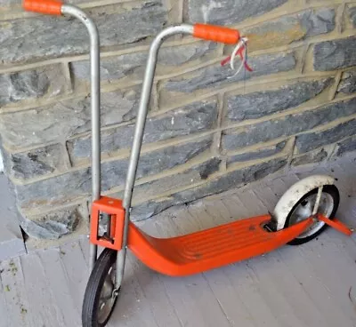 Vintage Scooter Push Style 2 Wheel Metal Orange & White • $79.99