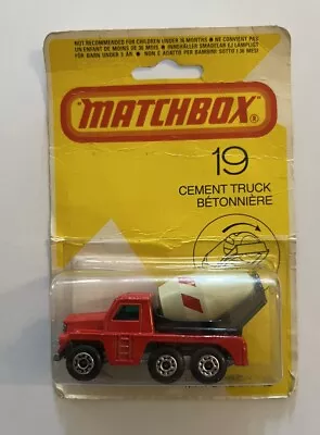 Matchbox No. 19 - Cement Truck Die Cast Vehicle On Card 1980 Made In England • £5.99