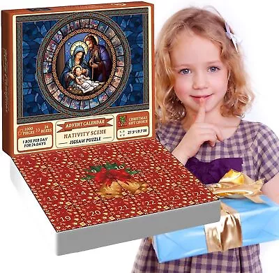 Advent Calendar Nativity 1000pcs Jigsaw Puzzle For Adult Kids 24 Days Countdown • $24.89