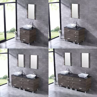 24 /36 /60 72  Bathroom Vanity Wood Cabinet Ceramic Porcelain Sink Mirror Combo • $309.99