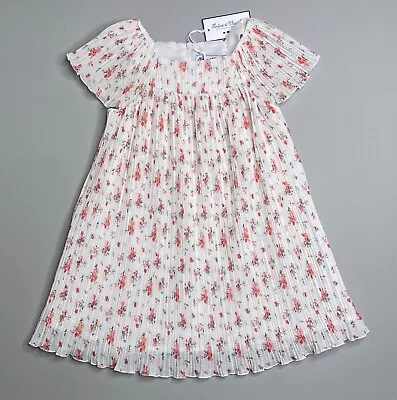 NWT TARTINE ET CHOCOLAT Girls 5 Yrs Pink & White Floral Pleated Dress • £51.47