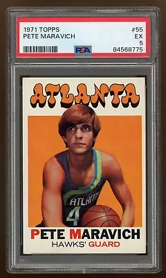 1971 Topps Basketball Pete Maravich #55 PSA 5 EX (HOF) Hawks - Recently Graded • $97.95