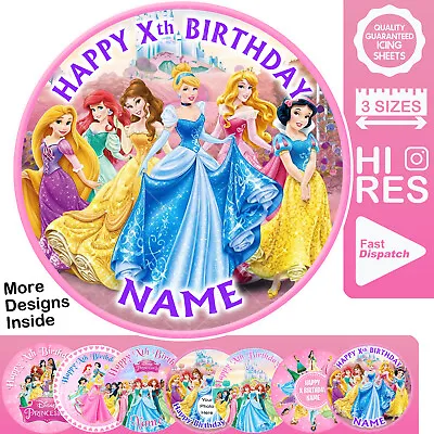 £2.99 • Buy Disney Princess Cake Topper Decoration Round Personalised Edible Icing