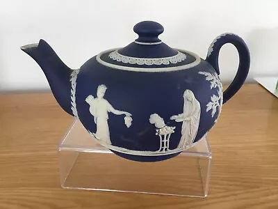 Adams Of Tunstall Dark Cobalt Blue Jasperware Teapot • £10
