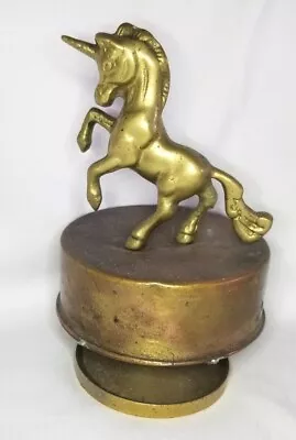 Unicorn Music Box Brass Rotating Figurine 5  Tall Vintage Trinket • $19.99
