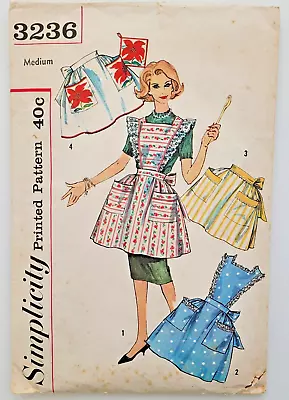 VTG 50s Simplicity Sewing Pattern 3236 Misses Set Of Aprons Size M 14-16 CUT • $10.99