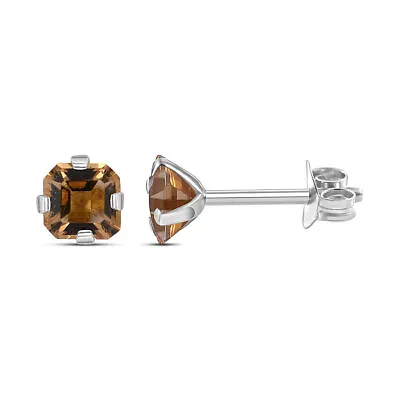 TJC 1.4ct Citrine Stud Earrings For Women In 9ct White Gold With Push Back • £61.99