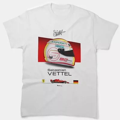 Sebastian Vettel - 2019- Sf90 Helmet And Car Print Classic T-Shirt S-5XL • $23.99