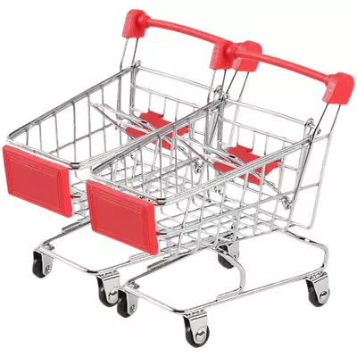  2 Pcs Plastic Mini Shopping Cart Child Play Grocery Miniature Supermarket • $13.02