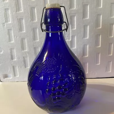 Vintage Hand Blown Casadis Milano Cobalt Blue  Jus De Fruits  Glass Jug Italy • $35