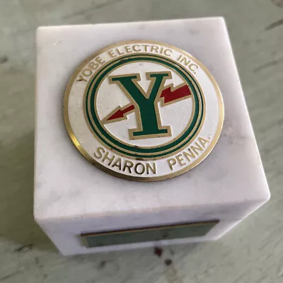 VINTAGE Yobe Electric Inc. MARBLE PAPERWEIGHT 2  Cube Sharon Pa. • $21.99