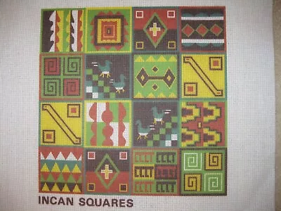 Vintage Needlepoint Canvas - Incan Squares • $30