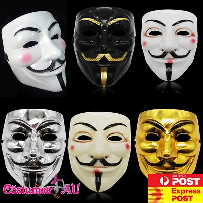 Anonymous Mask V For Vendetta Halloween Costume Guy Fawkes Party Accessories • £4.12