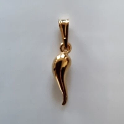 9ct Gold Horn Of Plenty Cornicello Chilli Pendant SMALL Size 1.5cm + 6mm Bail • £48.97